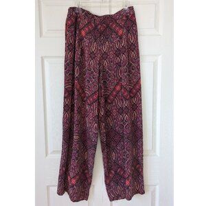 💜 Cynthia Rowley Silk Palazzo Pants | Vintage | Pink Purple Kaleidoscope | 6